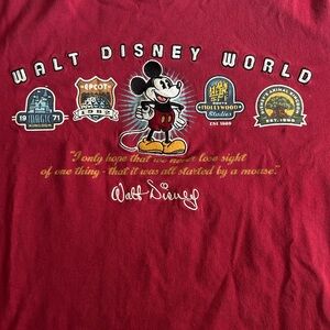 Vintage Disney Red Walt Disney World Mickey Mouse Tee